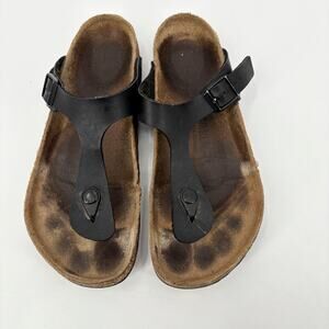 Birkenstock Gizeh Sandals Birkibuc Brown/Black Buckle Women's Size 40 (US 9-9.5)